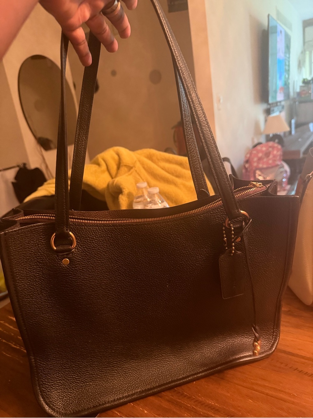 Coach Black Pebbled Leather Shoulder Tote